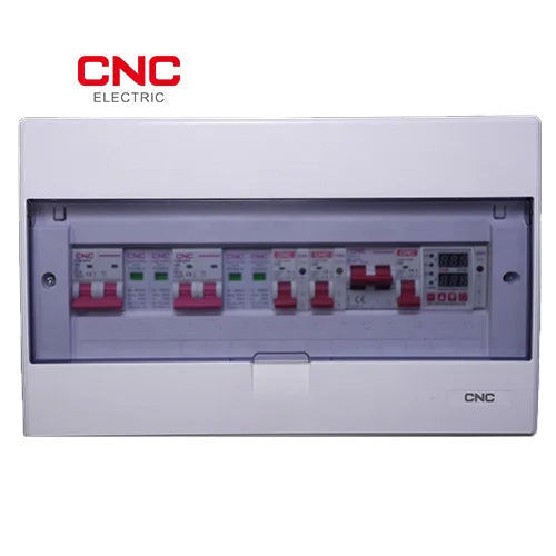 8kW hybrid solar DB bundle with open cover showing CNC Electric devices and digital display