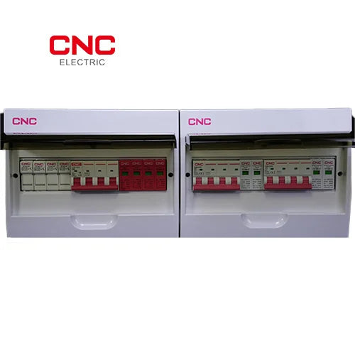 12kW on-grid solar DB bundle with fuse protection showing internal equipment, covers open