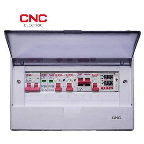 6kW hybrid solar DB bundle for single PV string with cover open and digital display