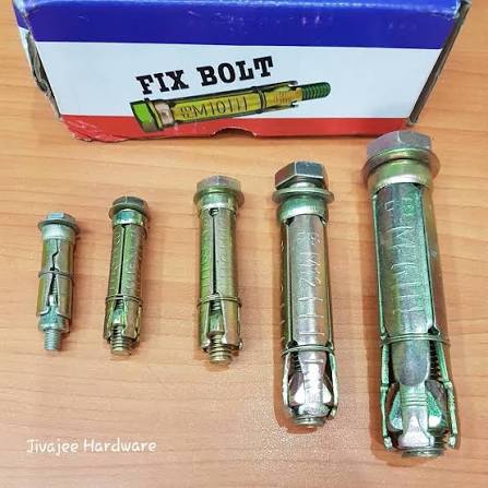 FIX BOLT branded box with five Rawl bolts of different sizes