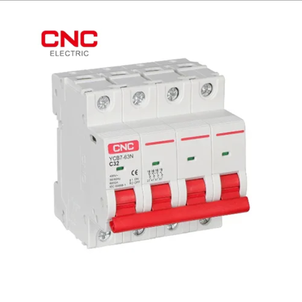 CNC YCB7-63N 4 pole MCB 400V 6kA angled view