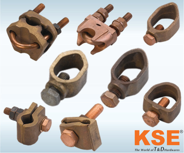 Complete set of assorted earthing clamps with ring-style and split-body designs