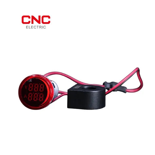 CNC AD16-22VA panel meter rear label and wired current sensor