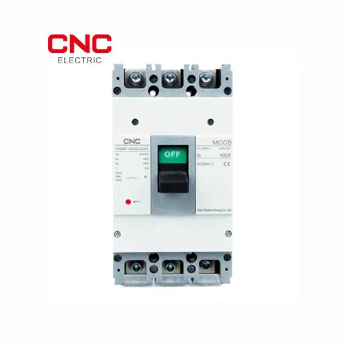 CNC AC 3 pole MCCB 400A front view with OFF indicator