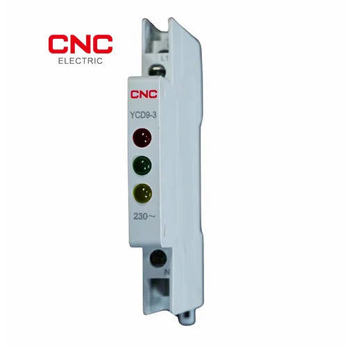 CNC three-phase DIN rail indicator angled side view