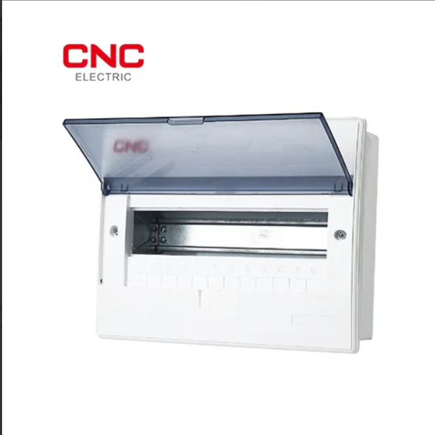 CNC YCX6 DB box with open hinged cover and DIN rail