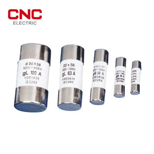 CNC AC cylindrical cartridge fuse links in different sizes, gG gL 500V 100kA