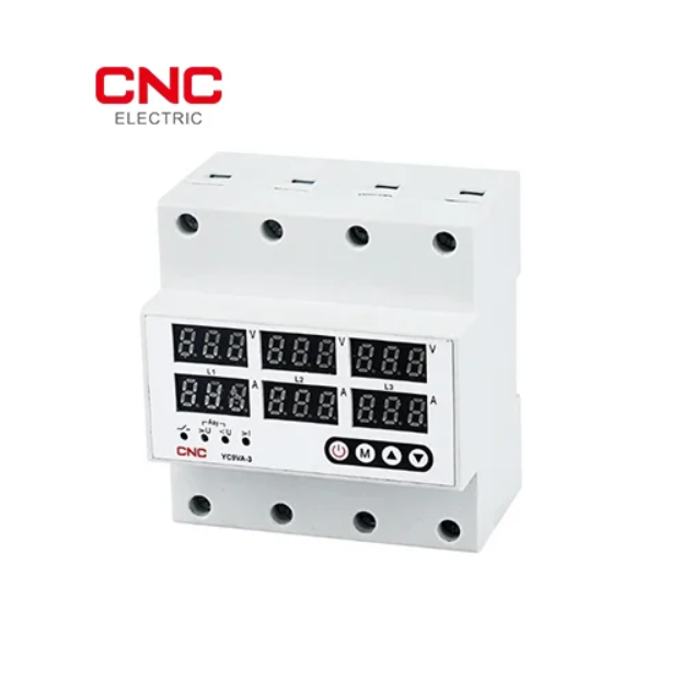 CNC YCVA-3 3 phase 4 pole voltage and current protector side view