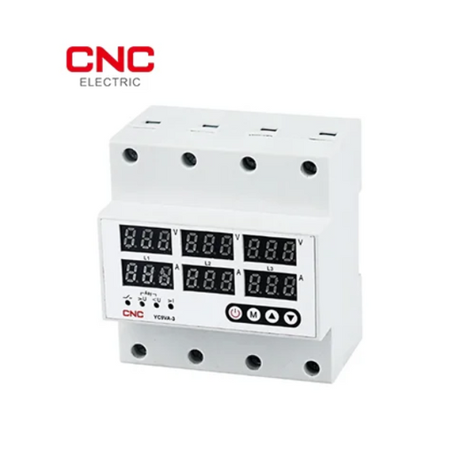 CNC YCVA-3 3 phase 4 pole voltage and current protector side view