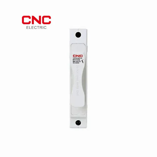 CNC DC 1500V fuse holder front view showing the label and white fuse carriage