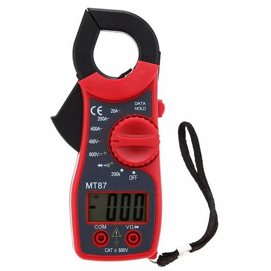 TITAN MT87 digital clamp meter front view showing the range dial 20A to 400A current and 450V to 600V voltage, data hold, and CAT II 600V