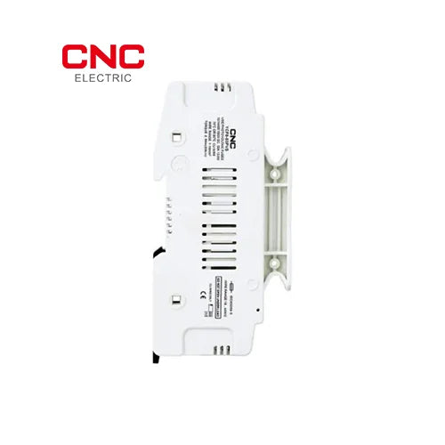 CNC DC 1500V fuse holder rear view showing the DIN rail mounting clip and ventilation slots