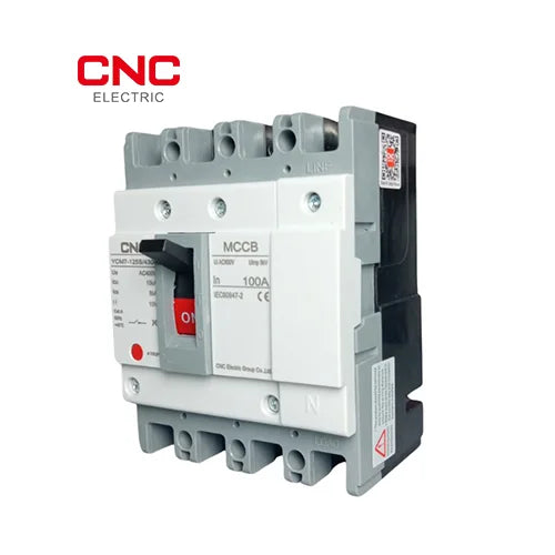 CNC YCM7 4 pole MCCB angled view