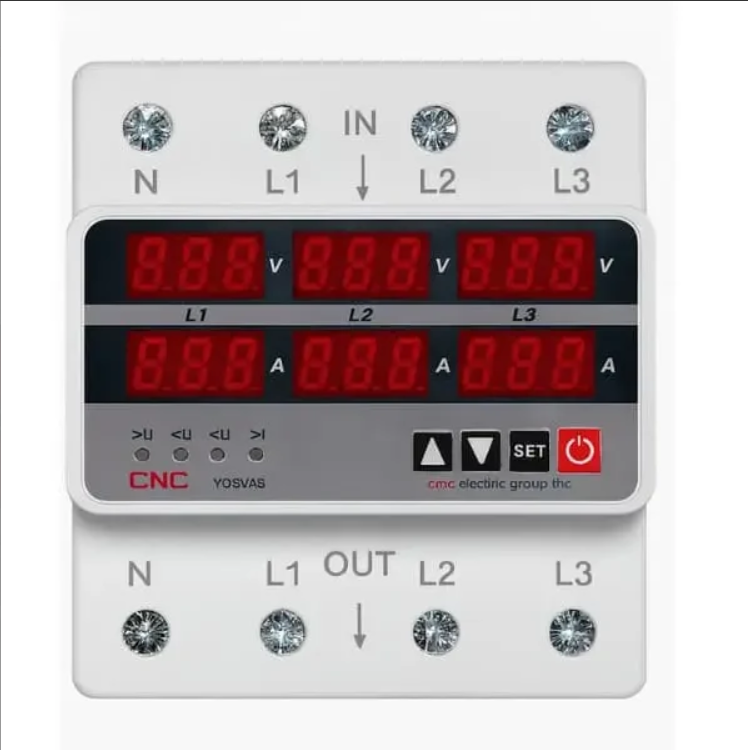 3 phase voltage protector wiring terminals N L1 L2 L3 IN and OUT