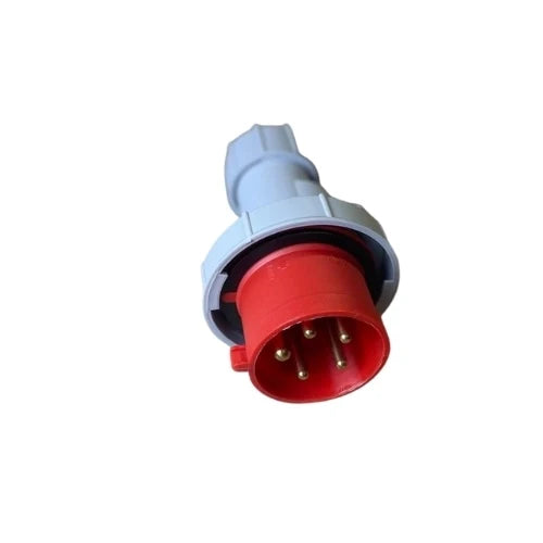 CNC industrial 5-pin plug face showing five pins in the red round housing