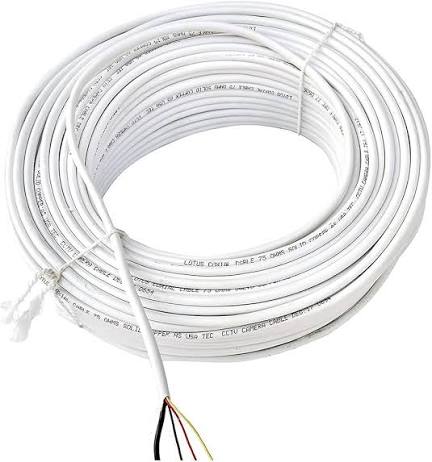 White network cable coil with exposed cable end