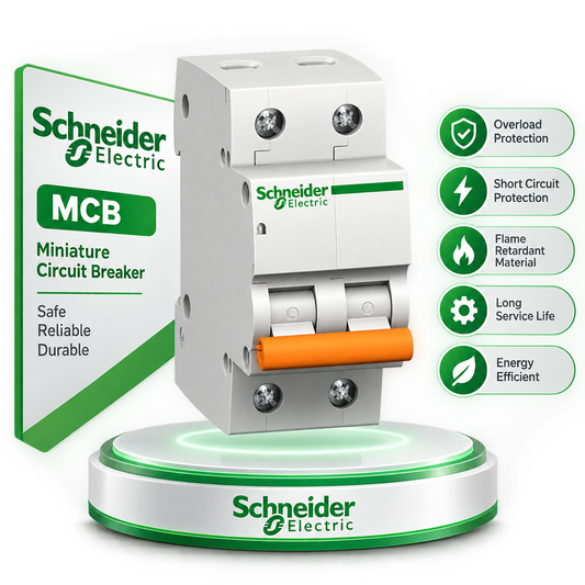 Product view of a Schneider Electric two-pole miniature circuit breaker