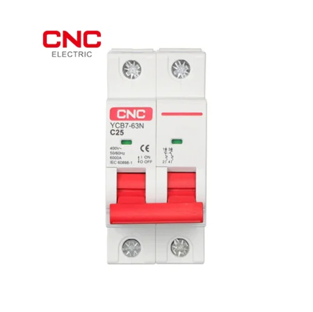 CNC YCB7-63N 2 pole MCB front view 400V 6000A IEC 60898-1