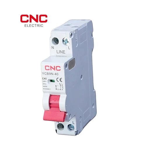 CNC YCB9N-40 1P+N compact MCB angled view