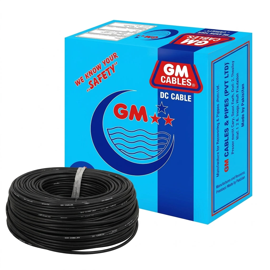 White GM Cables DC cable coil and product box