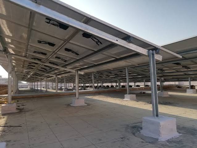 Close view of solar panels installed on a rooftop