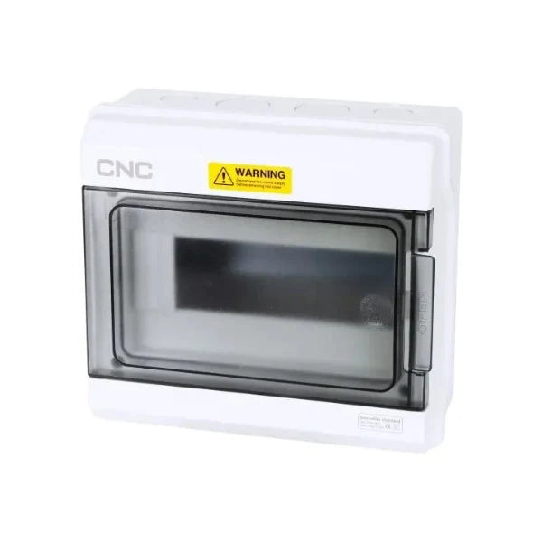CNC YCX8 18-way waterproof distribution box with door open showing DIN rail