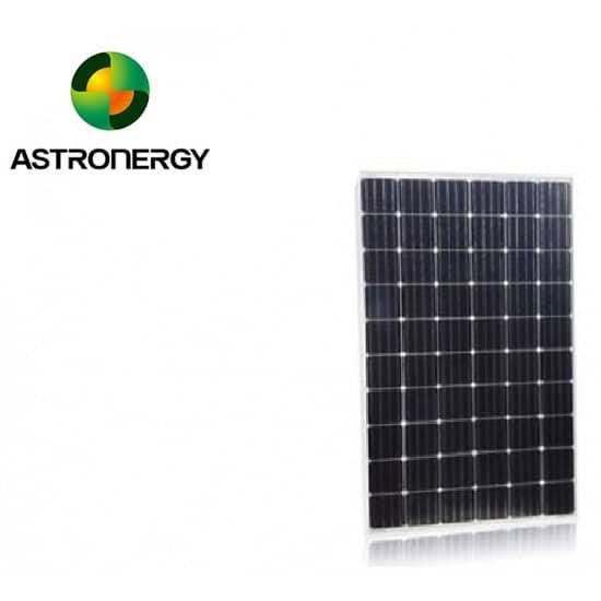 Single Astronergy ASTRO N5 bifacial solar panel with silver frame, front view