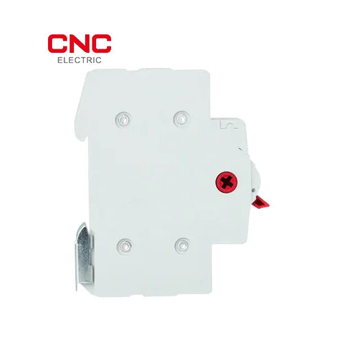 Back view of the CNC YCBZ-40 isolator switch showing the DIN rail clip