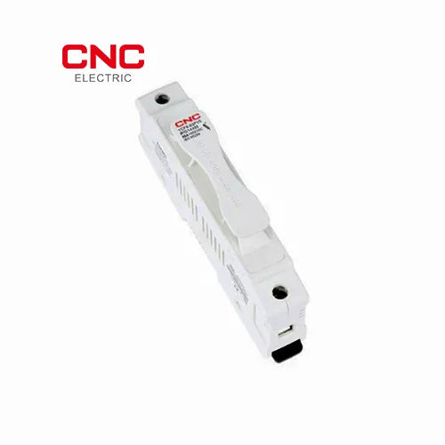 CNC DC 1500V fuse holder side view showing the black fuse carriage and ventilation slots