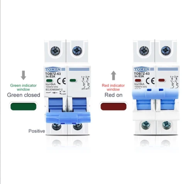 TOMZN 2P DC 1000V Solar Mini Circuit Breaker | 16A, 20A, 32A, 63A