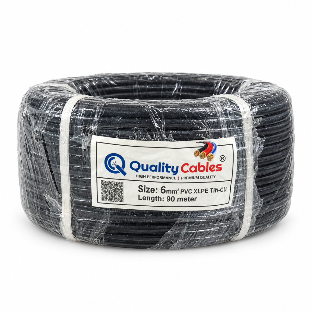 Quality Cables black cable roll on white background